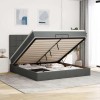 VidaXL Cadru de pat otoman cu saltele țesătură gri &icirc;nchis 200x200cm 3314032