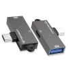 Adaptor Type-C USB-A PD100W Techusit DataBlitz A21, gri