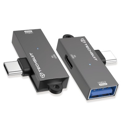 Adaptor Type-C USB-A PD100W Techusit DataBlitz A21, gri foto
