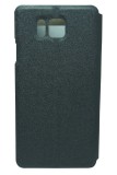 Husa tip carte neagra (cu decupaj frontal) pentru Samsung Galaxy Alpha G850, Cu clapeta, Piele Ecologica