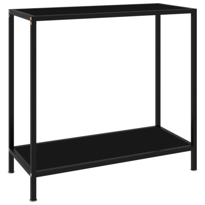 vidaXL Masă consolă, negru, 80 x 35 x 75 cm, sticlă securizată foto