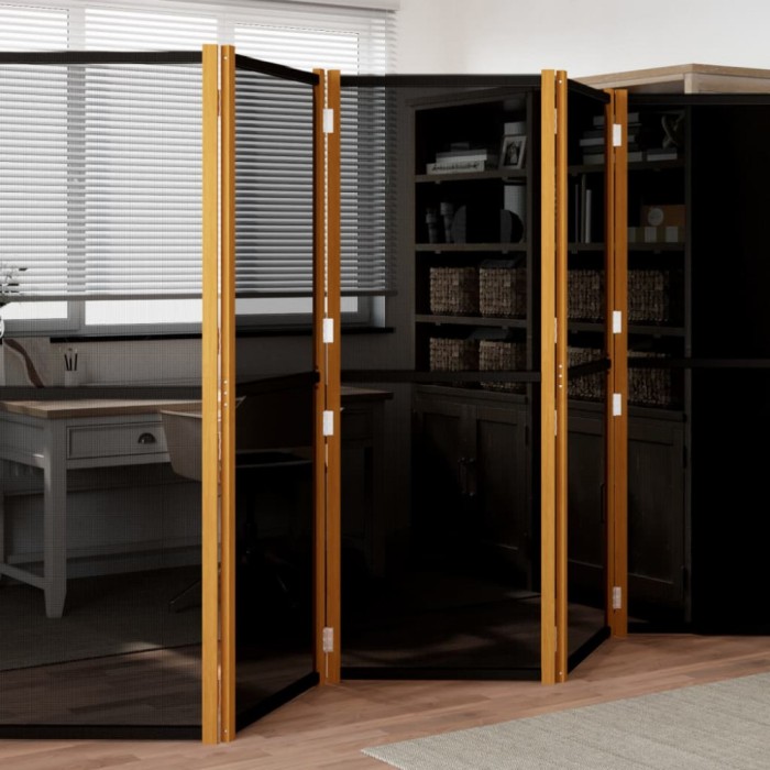 vidaXL Paravan de cameră cu 5 panouri, negru, 350x180 cm