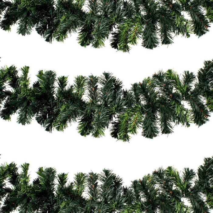 Ghirlandă Decorativă Crăciun, Model Bicolor, Plastic Verde, Lungime 2.7m, Lățime 20cm