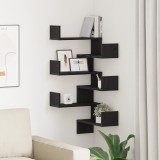 Set 2 Rafturi Colt Stejar Negru vidaXL 40x40x49.5 cm Lemn, Rafturi de Perete Moderne, Montaj Inclus