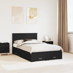 vidaXL Cadru de pat cu headboard Negru 120 x 190 cm Lemn compozit 3410923