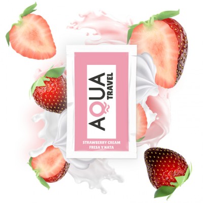 AQUA TRAVEL - STRAWBERRY CREAM FLAVOUR WATERBASED LUBRICANT 6 ML foto