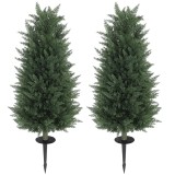 HOMCOM Set de 2 plante artificiale, chiparosi artificiali cu 831 de frunze fiecare, versatil, Verde | Aosom Romania
