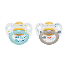 Set 2 suzete anatomice din latex 0-6 luni Nuk Happy Kids 725161G, Multicolor foto