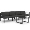 Set mobilier de gradina cu perne, 5 piese, antracit, aluminiu
