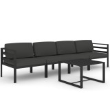Set mobilier de gradina cu perne, 5 piese, antracit, aluminiu