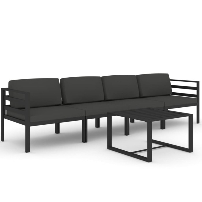 Set mobilier de gradina cu perne, 5 piese, antracit, aluminiu
