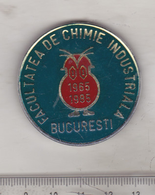 bnk ins Insigna Facultatea de chimie industriala Bucuresti 1965-1985 foto