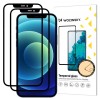Folie de protectie Ecran WZK pentru Apple iPhone 12 / 12 Pro, Sticla securizata, Full Glue, Set 2 bucati, Case Friendly, Neagra