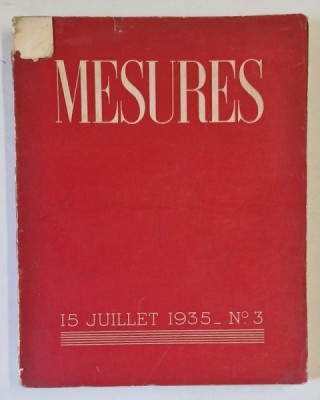 MESURES , CAHIERS TRIMESTRIELLE , NO. 3 , 15 JUILLET 1935 foto