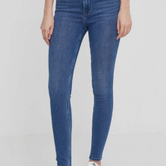 Abercrombie & Fitch jeansi femei, culoarea albastru marin
