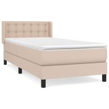 Cumpara ieftin Pat box spring cu saltea, cappuccino, 100x200cm piele ecologica
