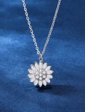 Colier Pandantiv Rotativ Floarea-Soarelui, Argint 925 - ALCA Fine Jewelry