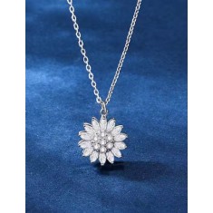 Colier Pandantiv Rotativ Floarea-Soarelui, Argint 925 - ALCA Fine Jewelry