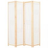 Paravan de cameră cu 4 panouri, crem, 160x170x4 cm, textil, vidaXL