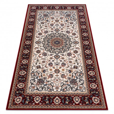 Covor L&acirc;nă NAIN Ornament, cadru 6635/51036 bej / vin roșu, 160x230 cm