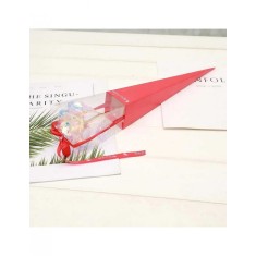 Cutiuta rosie cu luminite si trandafir pentru Valentines Day si 8 Martie