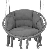Scaun rotund Sersimo tip leagan suspendat cu perna Confort Plus casa sau gradina, gri inchis Household NewTrend