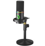 Microfon Dinamic de Broadcast/Podcast cu Lumină RGB, Cardioid, XLR/USB &ndash; Ideal