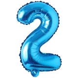 Balon Folie Metalizata Cifra 2 Albastru 80cm - Aniversare Copii, Petrecere Baloane