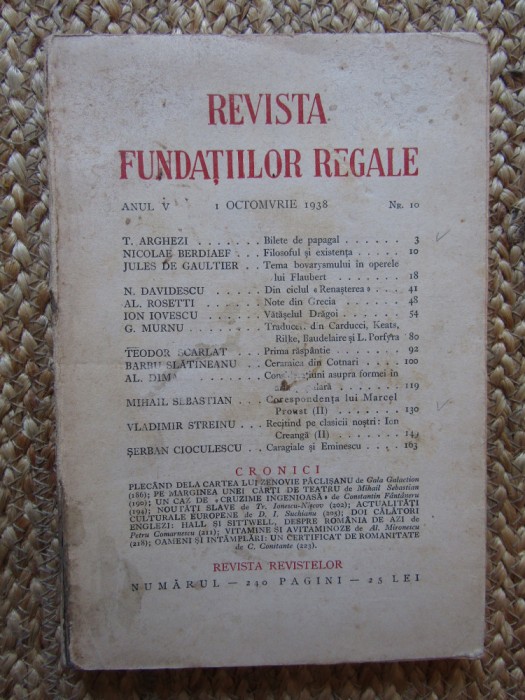 Revista Fundatiilor Regale - Anul V 1 OCTOMBRIE 1938 Nr. 10