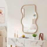 Oglinda de perete 90x60 cm cu rama ondulata Sonoma stejar