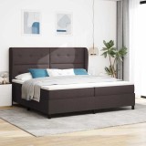 VidaXL Pat cu arcuri cu saltea Maro &icirc;nchis 200 x 200 cm țesătură