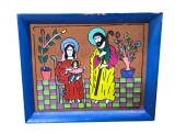 TABLOU VINTAGE DIN TERACOTĂ , LUCRAT SI DECORAT MANUAL CU TEMA RELIGIOASĂ