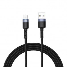 Cablu Date si Incarcare USB la MicroUSB Tellur LED, 3A, 1.2 m, Negru TLL155353