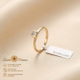 Inel Punct de Lumina , model minimalist cu zirconia, placat cu aur 14K