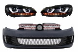 Bara Fata cu Faruri LED U Design cu Strip Rosu semnal dinamic VW Golf VI 6 (2008-2013) GTI Look Performance AutoTuning, KITT