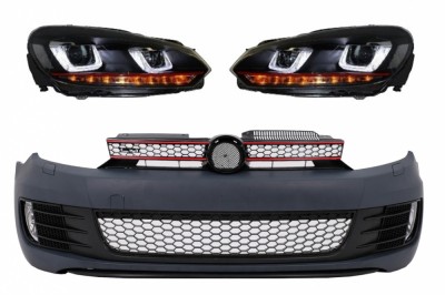 Bara Fata cu Faruri LED U Design cu Strip Rosu semnal dinamic VW Golf VI 6 (2008-2013) GTI Look Performance AutoTuning foto