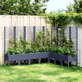 Cumpara ieftin Jardinieră de grădină cu spalier, albastru gri, 200x160x142 cm, PP