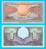 Indonezia 50 Rupiah 1959 &#039;Vulturi de Mare&#039; UNC serie: 50BDN15839 p#68