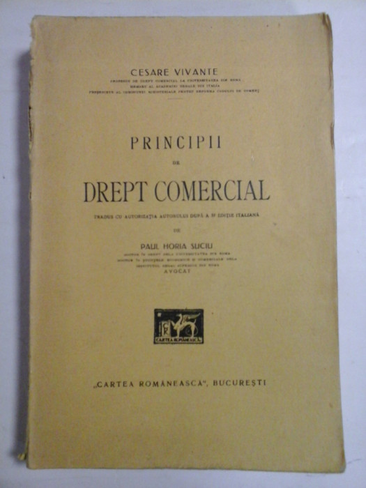 PRINCIPII DE DREPT COMERCIAL - CESARE VIVANTE - Cartea Romaneasca