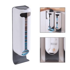 Suport pentru Pungi Koken, Organizator din plastic cu capac, Spatiu suplimentar pentru saci de gunoi, 37x10x8,4 cm, Alb