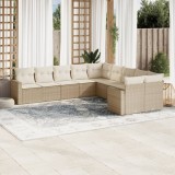 vidaXL Set canapele de grădină cu perne, 10 piese, bej, poliratan 3219498