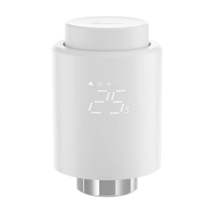 Controler de temperatura inteligent pentru calorifer, Zigbee 3.0, Control prin aplicatie, Afisaj LCD, Alb, Sonoff TRVZB
