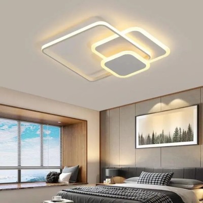 Lustra LED cu telecomanda ANEMONA 75W, 3 Patrate, lumina Rece/Calda/Neutra, Dimabila, Alb ModernLight Concept foto