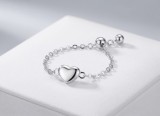 Inel Reglabil Tip Lant din Argint 925 ,Sweet Heart cu Bila Culisanta