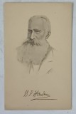 BOGDAN PETRICEICU HASDEU , PORTRET CU SEMNATURA REPRODUSA , GRAFICA , CARTE POSTALA , INTERBELICA