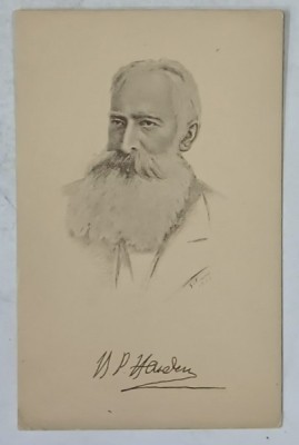 BOGDAN PETRICEICU HASDEU , PORTRET CU SEMNATURA REPRODUSA , GRAFICA , CARTE POSTALA , INTERBELICA foto