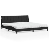 Cumpara ieftin Pat cu saltea, negru, 200x200 cm, catifea