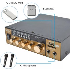 Amplificator Receiver Audio Stereo cu Bluetooth, Statie karaoke boxe pasive...