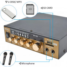 Amplificator Receiver Audio Stereo cu Bluetooth, Statie karaoke boxe pasive...