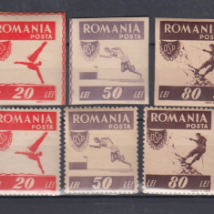 ROMANIA 1946 LP 199 O S P DANTELAT SI NEDANTELAT SERIE SARNIERA
